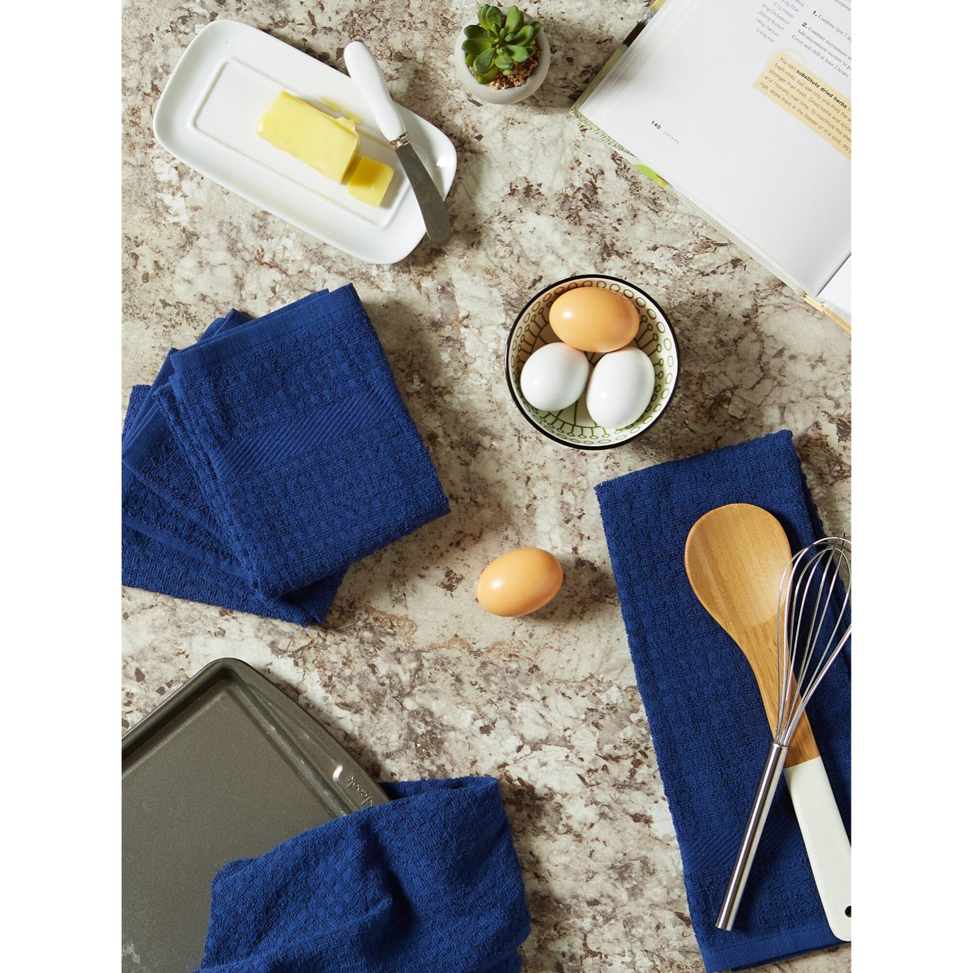 DII® Solid Nautical Blue Waffle Terry Dishtowel, 4ct.